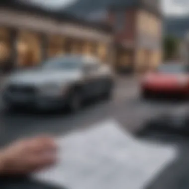 Financial Analysis of Vehicle Loan Options A thoughtful individual analyzing financial documents related to a vehicle loan