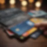 Airline miles credit card stacked with travel accessories