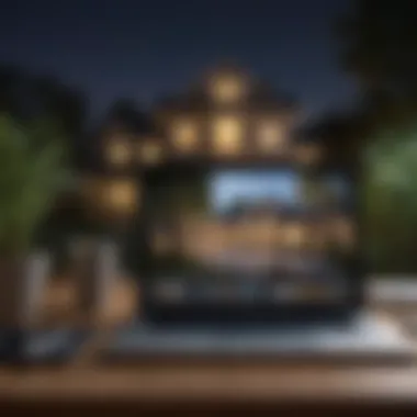 Digital Property Evaluation A homeowner analyzing property value on a laptop