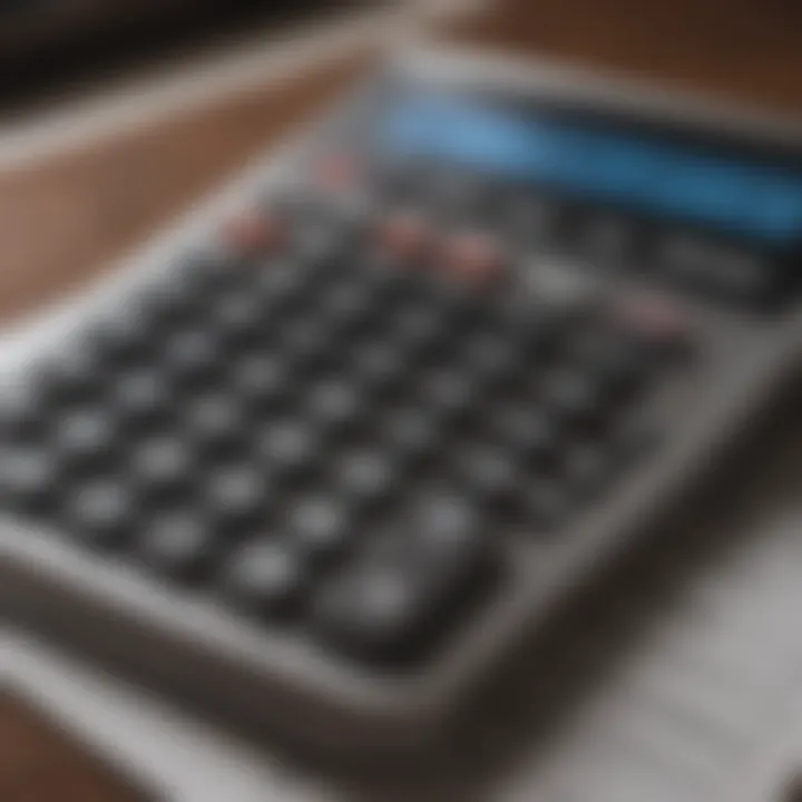 A calculator indicating financial calculations related to lease termination