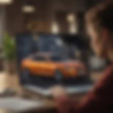 Evaluating Car Insurance Policies A person reviewing car insurance policies on a laptop.