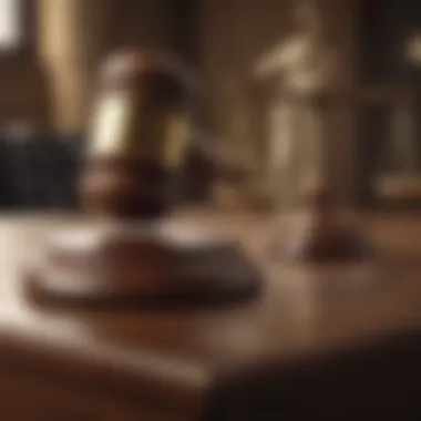 A conceptual illustration of a gavel hitting a block, signifying legal proceedings.