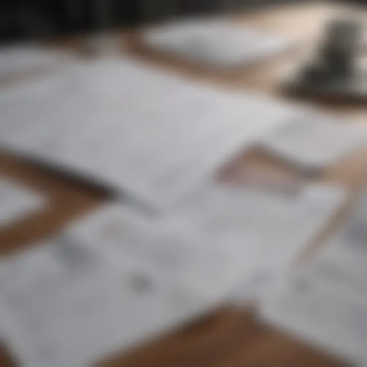 A close-up of various loan documents spread out on a table