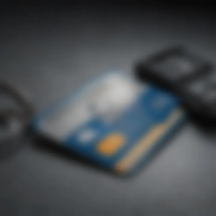 Close-up of an American Express credit card on a car key