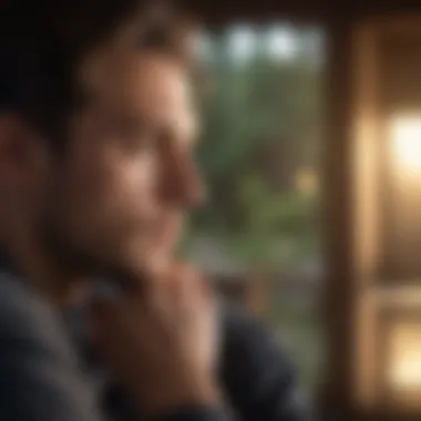 Reflection and Contemplation A thoughtful individual reflecting on quotes in a serene setting
