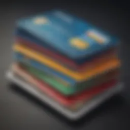 Illustration of various credit cards stacked together