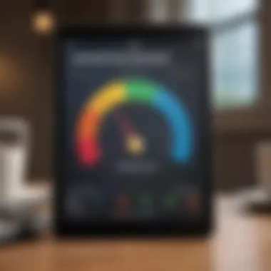 A credit score report displayed on a digital device.