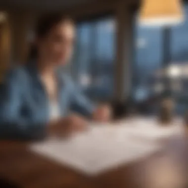 Evaluating Loan Options and Strategies A person analyzing financial documents and loan options at a table.