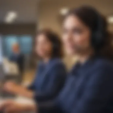 Customer Service Interaction at a Credit Union A customer service representative assisting a member at a credit union