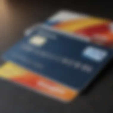 A close-up of credit cards with interest rates displayed.