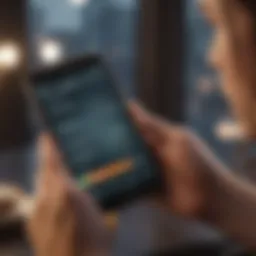 User reviewing a financial app interface on a smartphone