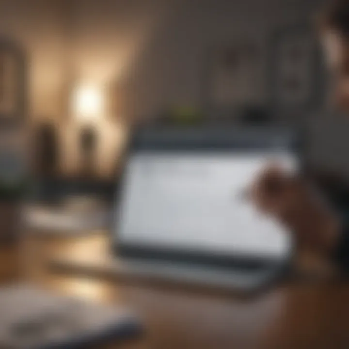 A person evaluating loan options on a laptop with tax documents at hand