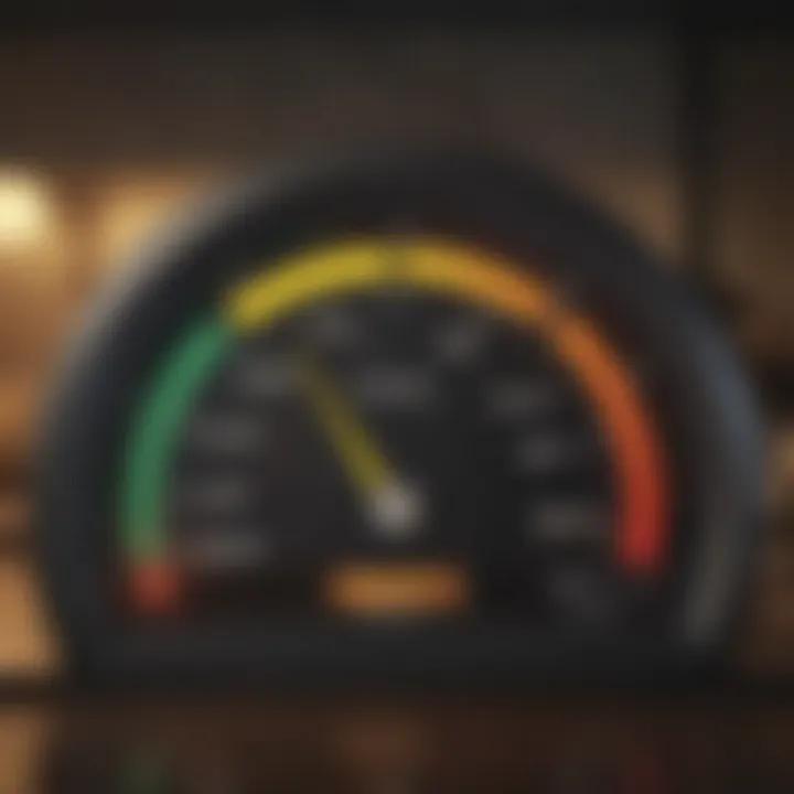 Visual representation of a credit score gauge