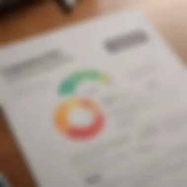 A close-up of a credit report showcasing credit scores.