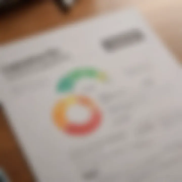 A close-up of a credit report showcasing credit scores.