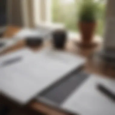 Managing Your Social Security Documents Effectively A serene workspace setup, featuring financial documents and a laptop for managing benefits.