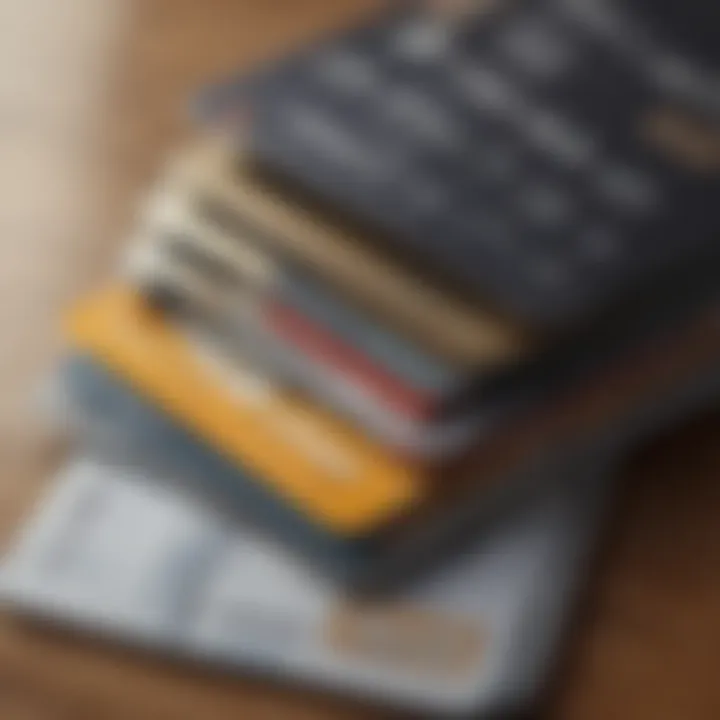 A close-up of a credit card and bills