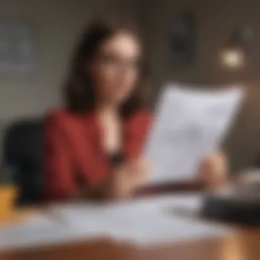 A person analyzing their financial documents while seated at a desk