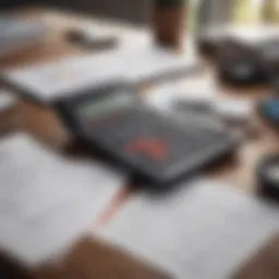 A calculator and financial documents laid out on a table, symbolizing financial planning.