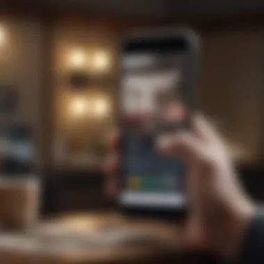 Checking APR on a Mobile Device Person using a smartphone to check credit card APR online