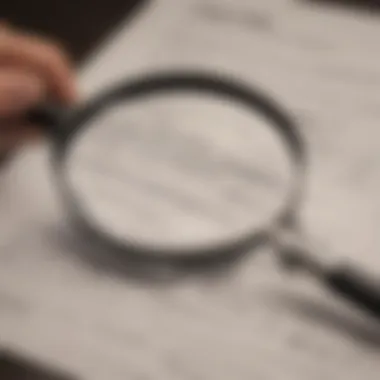 A magnifying glass over a checklist to verify debt collector information.