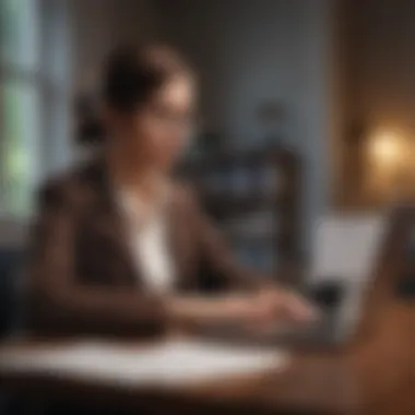 A focused individual reviewing a debt repayment plan with a laptop and coffee.