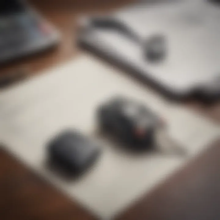 A close-up of a car key on a desk with financial documents in the background.