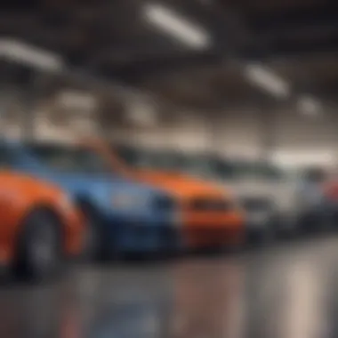 A stunning used car lined up for trade-in evaluation