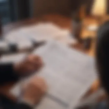 Reviewing Financial Documents A person reviewing their financial documents to improve credit history.