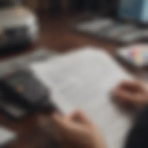 A close-up of a person reviewing financial documents related to auto loans.