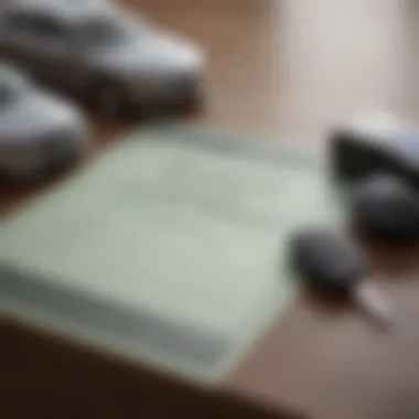 Car keys resting on a table next to a credit report