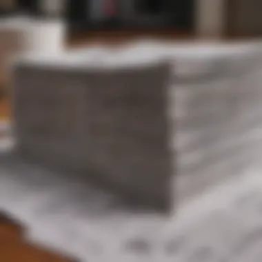 A stack of documents representing necessary paperwork for cashing a check.