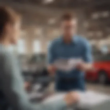 Making Informed Decisions in Car Buying A confident individual reviewing financial documents and a car brochure, representing informed decision-making.