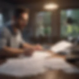 A self-employed individual reviewing financial documents