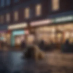 A bustling real estate market scene