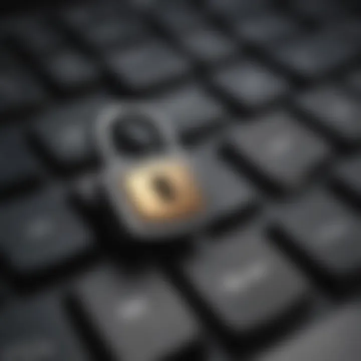 Keyboard with a lock symbol representing online security