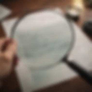 Magnifying glass over financial documents