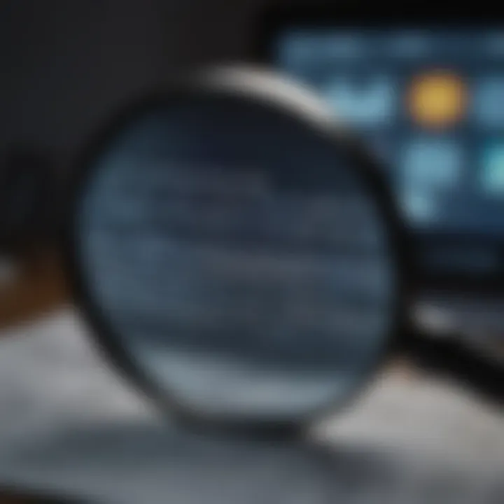 A magnifying glass focusing on sensitive information on a computer screen