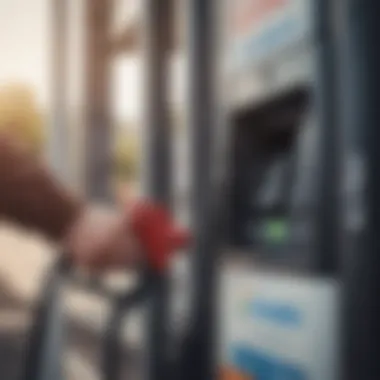 A close-up of a gas station pump with a card reader