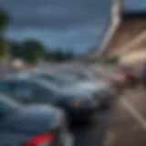 Exterior view of a used car lot showcasing various vehicles