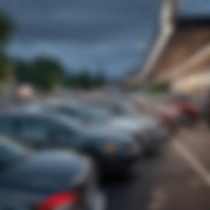 Exterior view of a used car lot showcasing various vehicles