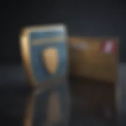 A conceptual illustration of cyber security with a credit card and a shield