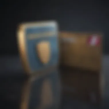 A conceptual illustration of cyber security with a credit card and a shield