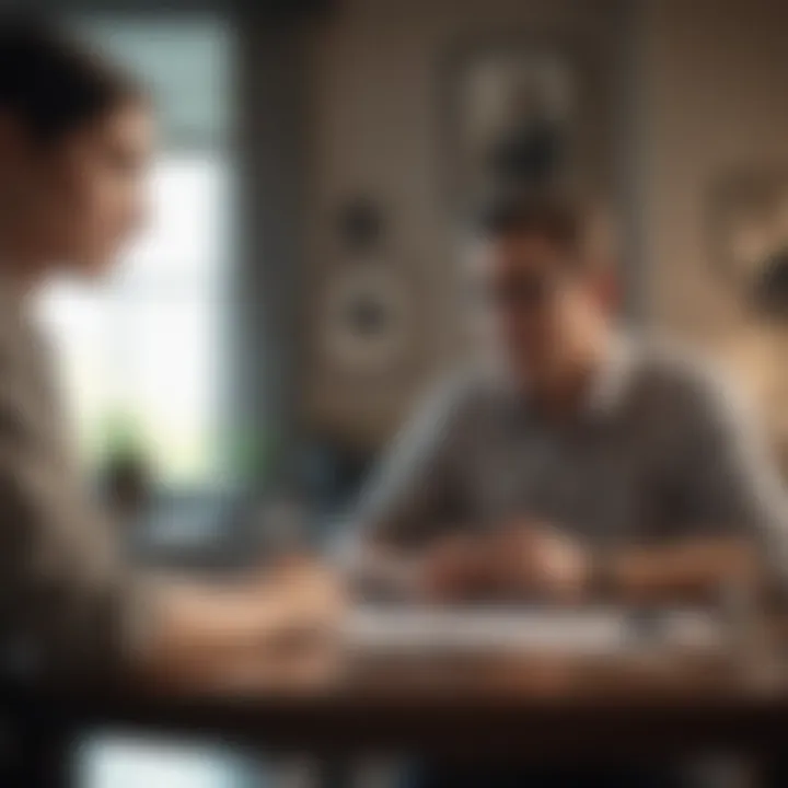 A couple discussing financial options at a table