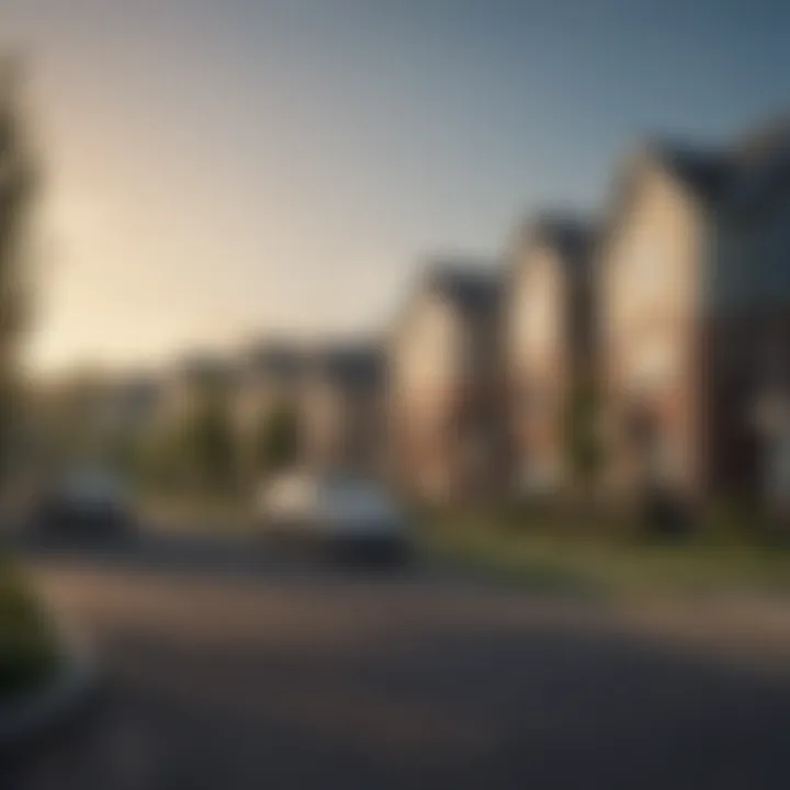 A scenic view of a suburban neighborhood with diverse housing styles