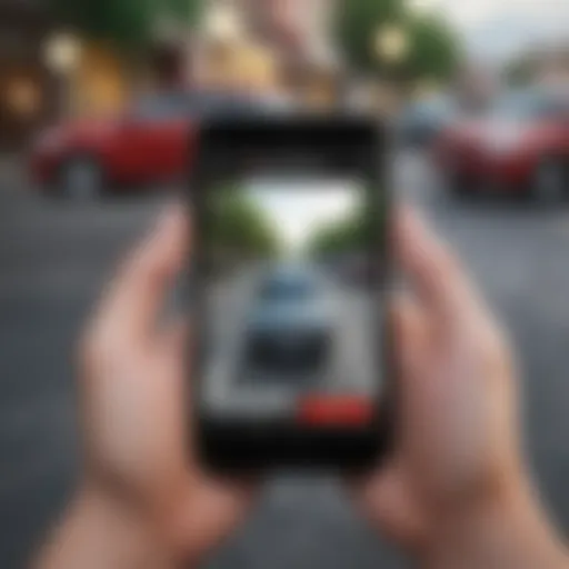 A detailed view of a smartphone capturing an image for an insurance claim