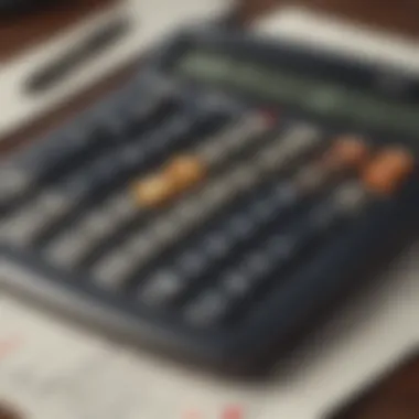 A calculator with financial documents and a pen