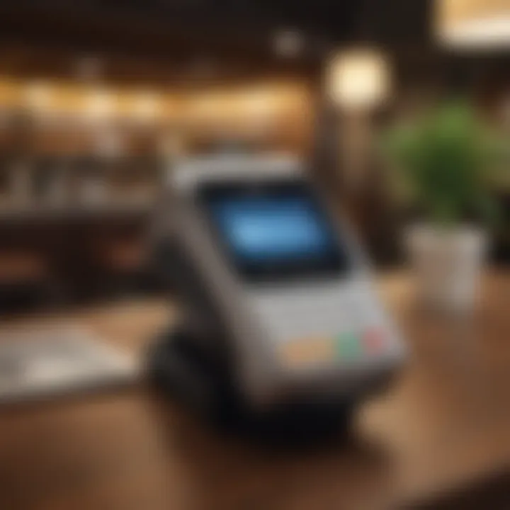 Restaurant payment terminal displaying American Express option