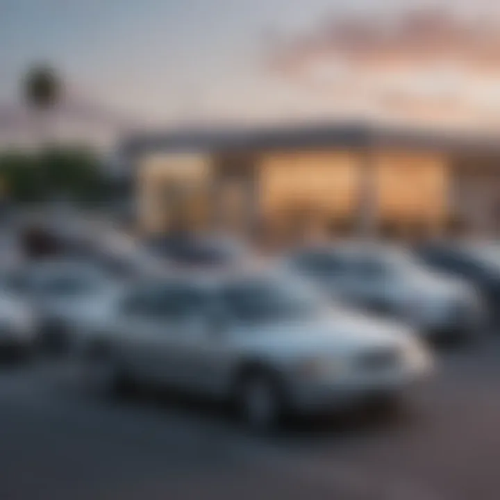 Visual representation of a Buy Here Pay Here dealership lot showcasing various vehicles.