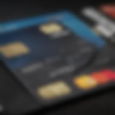 A close-up view of a credit card showcasing its features.